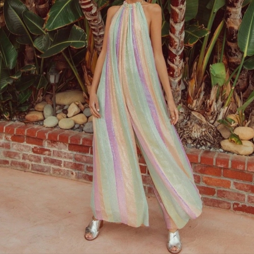 Sophie Sundress Striped Metallic Women's Jumpsuit